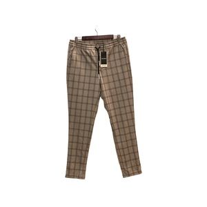 Jack & Jones Intelligence drawstring jersey paint in beige check pants